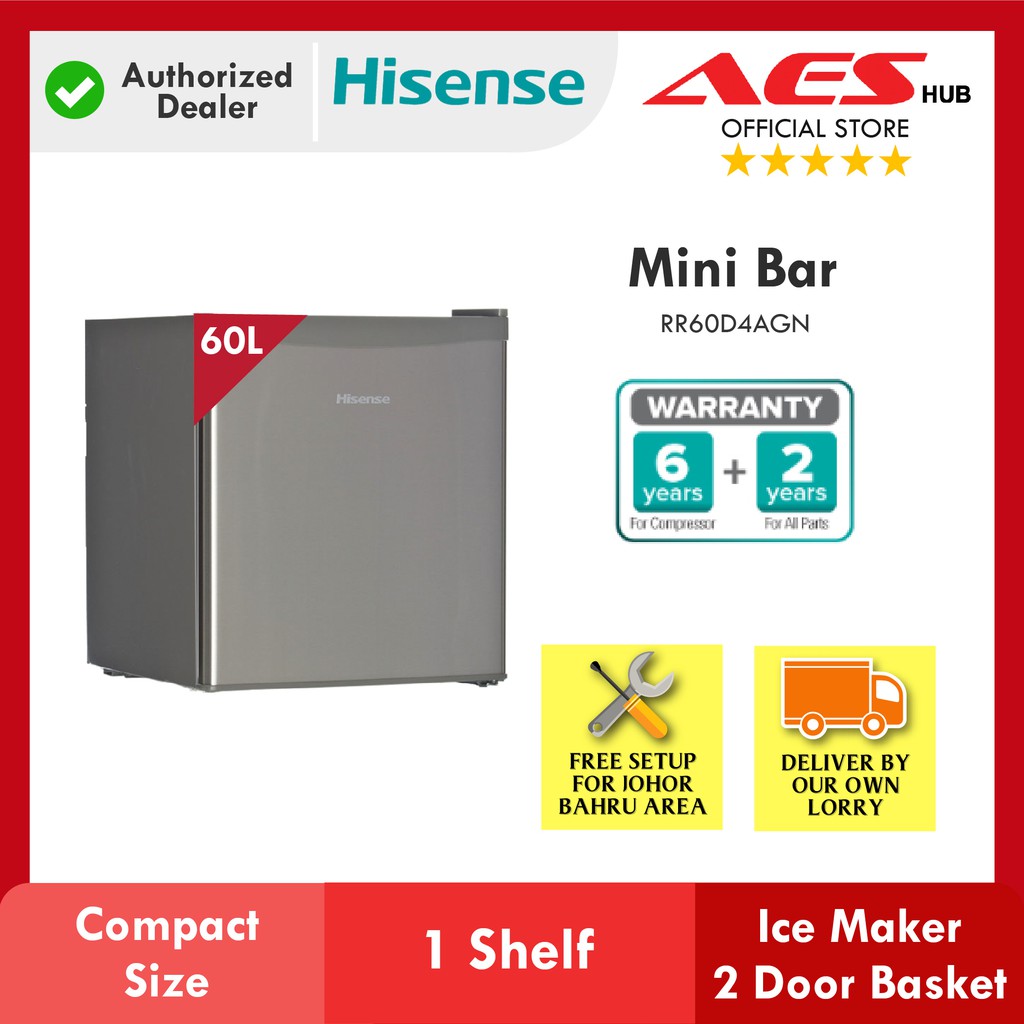 Hisense 60L 58L Gross Refrigerator Single Door Fridge Peti Sejuk Mini