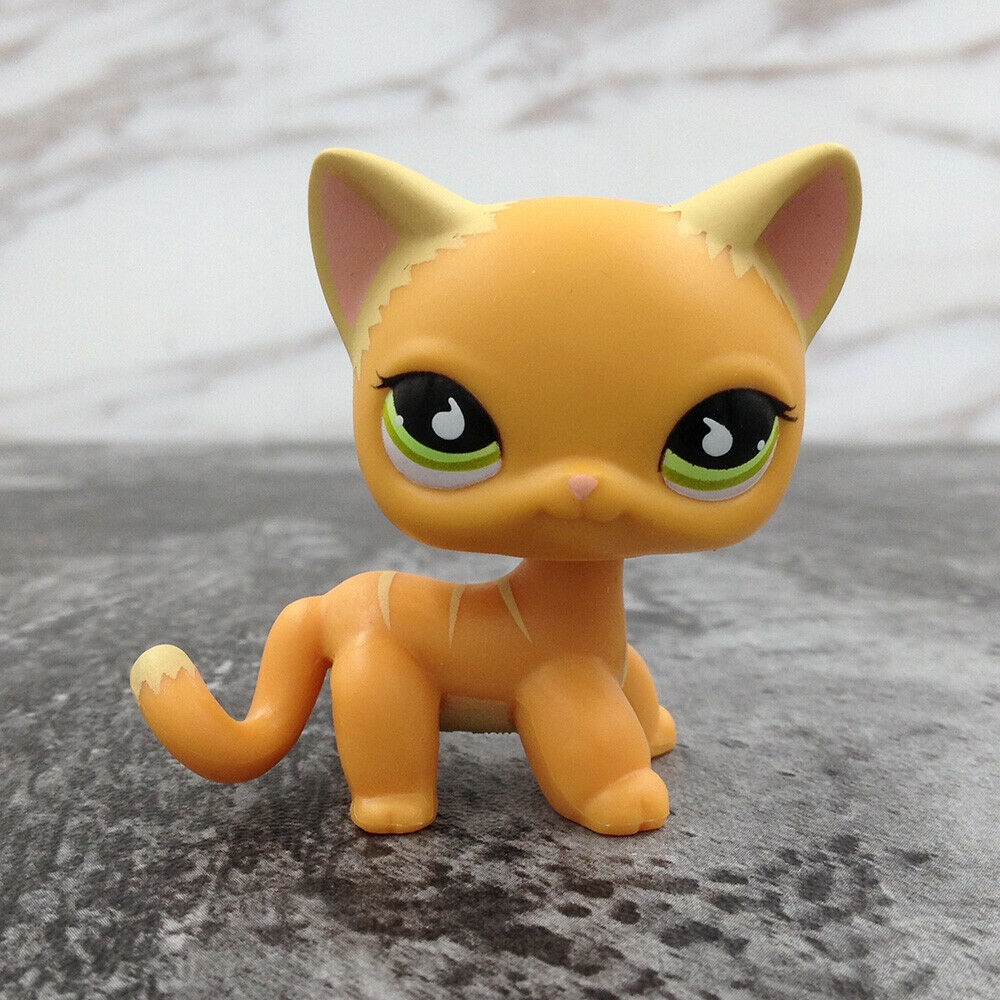 Littlest Pet Shop Animal Orange Striped Yellow Cat Kitty Doll Figure Child Toy 