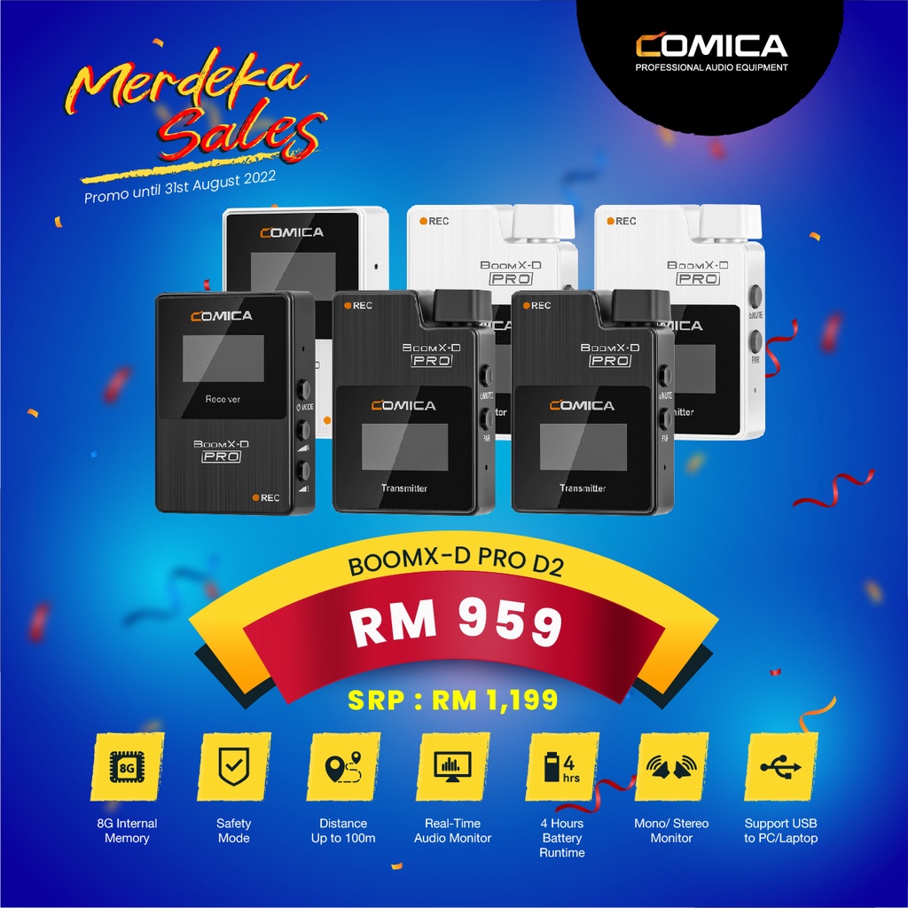 COMICA AUDIO TECH BoomX-D PRO D2 2.4G Dual-channel On-board Recording ...