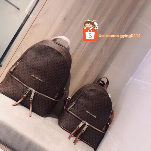 MK Michael Kors Rhea Mini Logo Brown Backpack Women Bag Beg Leather |  Shopee Malaysia