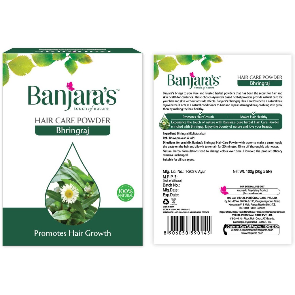 Banjara's Bhringraj Hair care Powder, 100g (20gx5packs) Promotes Hair  Growth | Shopee Malaysia