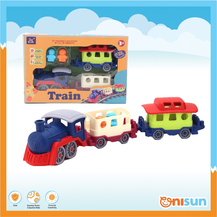 Kids Early Learning Colorful Train Model Vehicle Playset with dolls (Mainan Kereta Api)