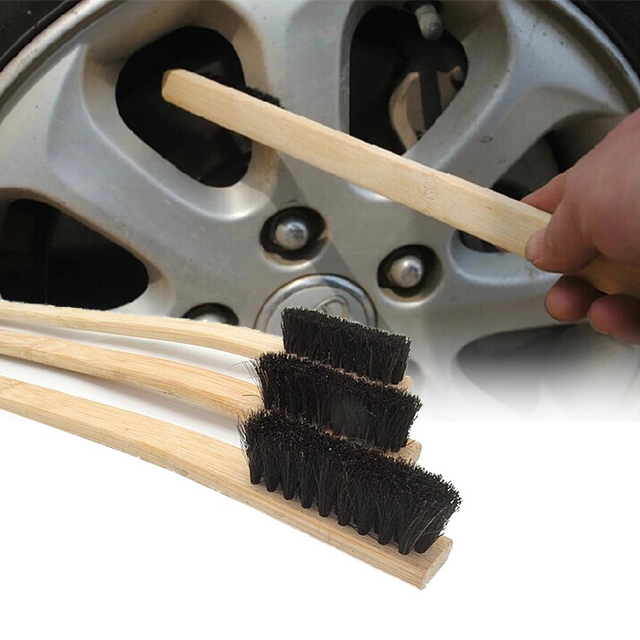 Collab 1Pc 40cm Car Engine Tire Wheel Rim Cleaning Brush Long Bamboo