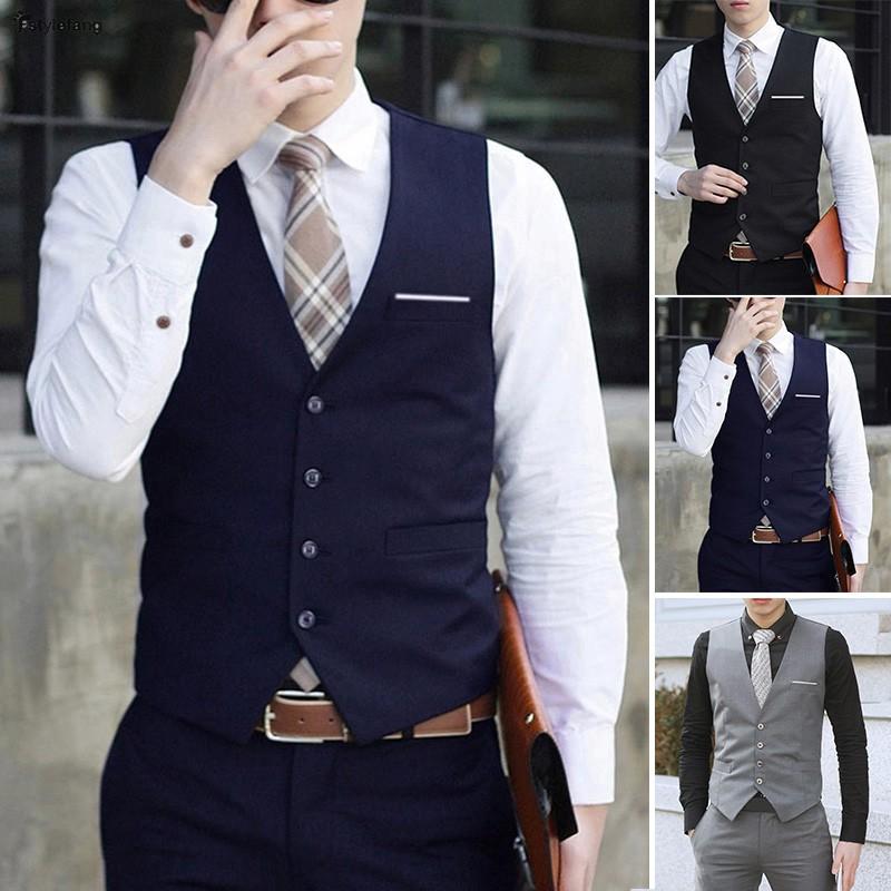 [Ready stock] Men's Formal Business Casual Slim Fit Tuxedo Waistcoat