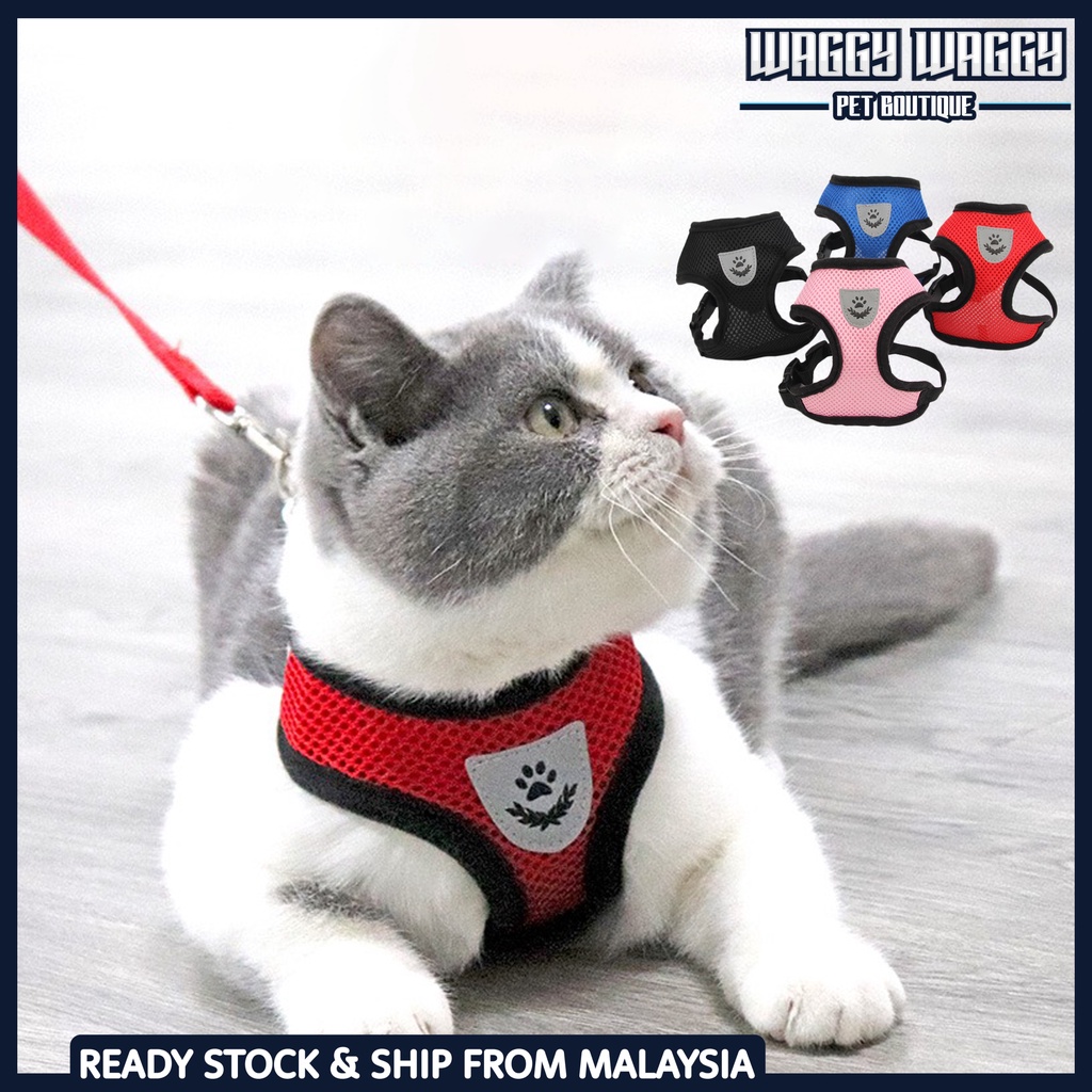 WaggyWaggy Pet Harness Tali Kucing Berjalan Murah Lead Cat Dog Rope Adjustable Tali Kucing Panjang 宠物牵引绳 狗牵引绳