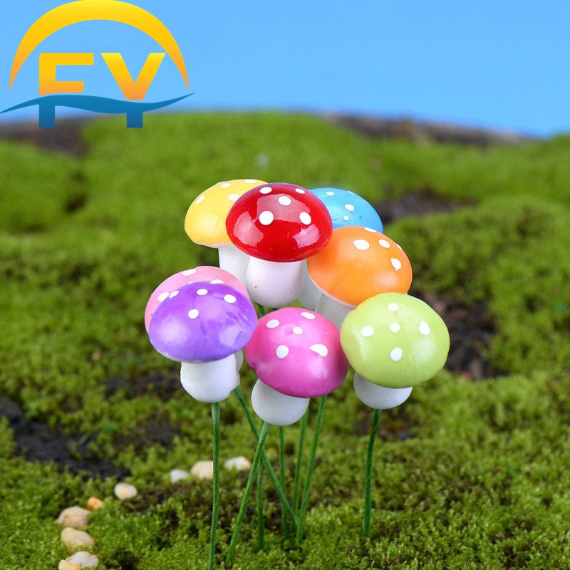 FY Mini Mushroom for Succulent Terrarium Bonsai Doll House Miniature Plant Decoration Hiasan Succulent Kaktus DIY
