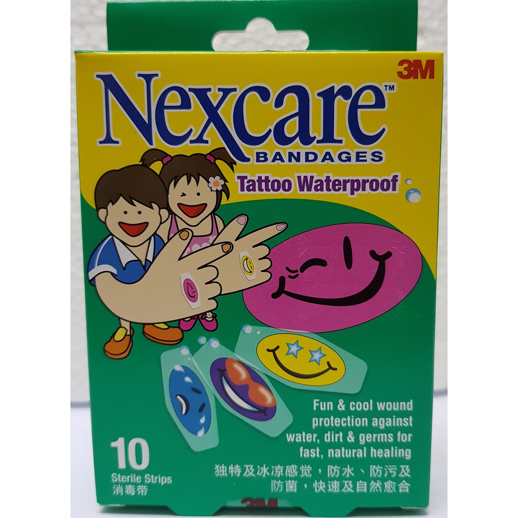 3M Nexcare Tattoo Waterproof Bandages 10 Sterile Strips Shopee Malaysia