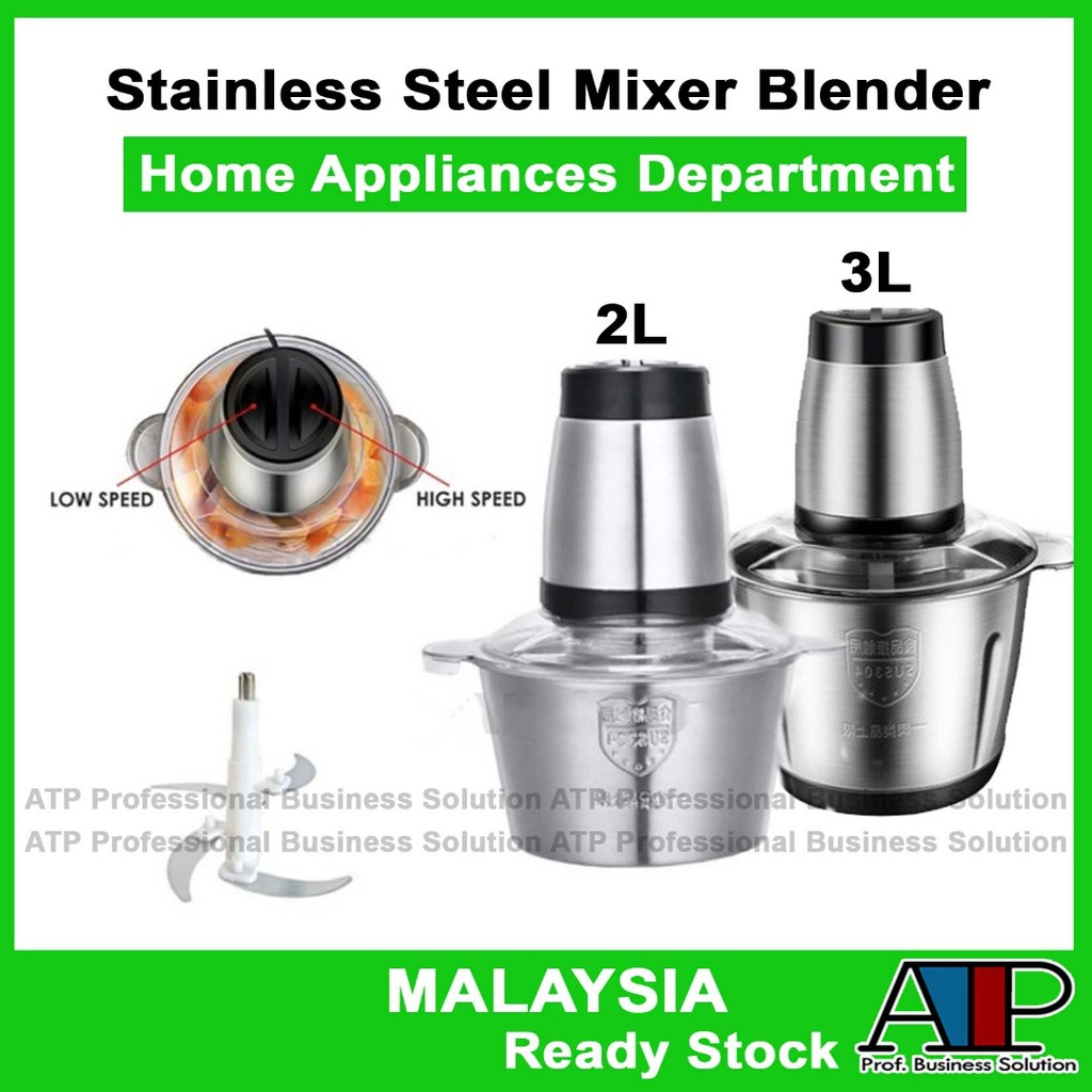 Pantry🍳 Stainless Steel Mini Mixer & Blender 2L/3L Pengisar Daging Food Chopper Electric Meat Grinder Food Processor