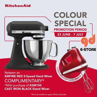 Kitchenaid 4 8l Artisan Tilt Head Stand Mixer Ksm150 Promotion Various Colour Original 3 Pin Plug Malaysia Set Warranty Shopee Malaysia