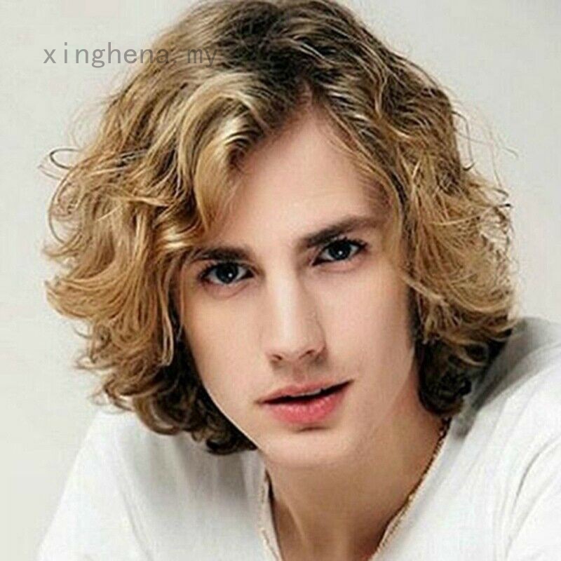 Xinghena 1pc Synthetic Men Short Curly Wig Cosplay Handsome