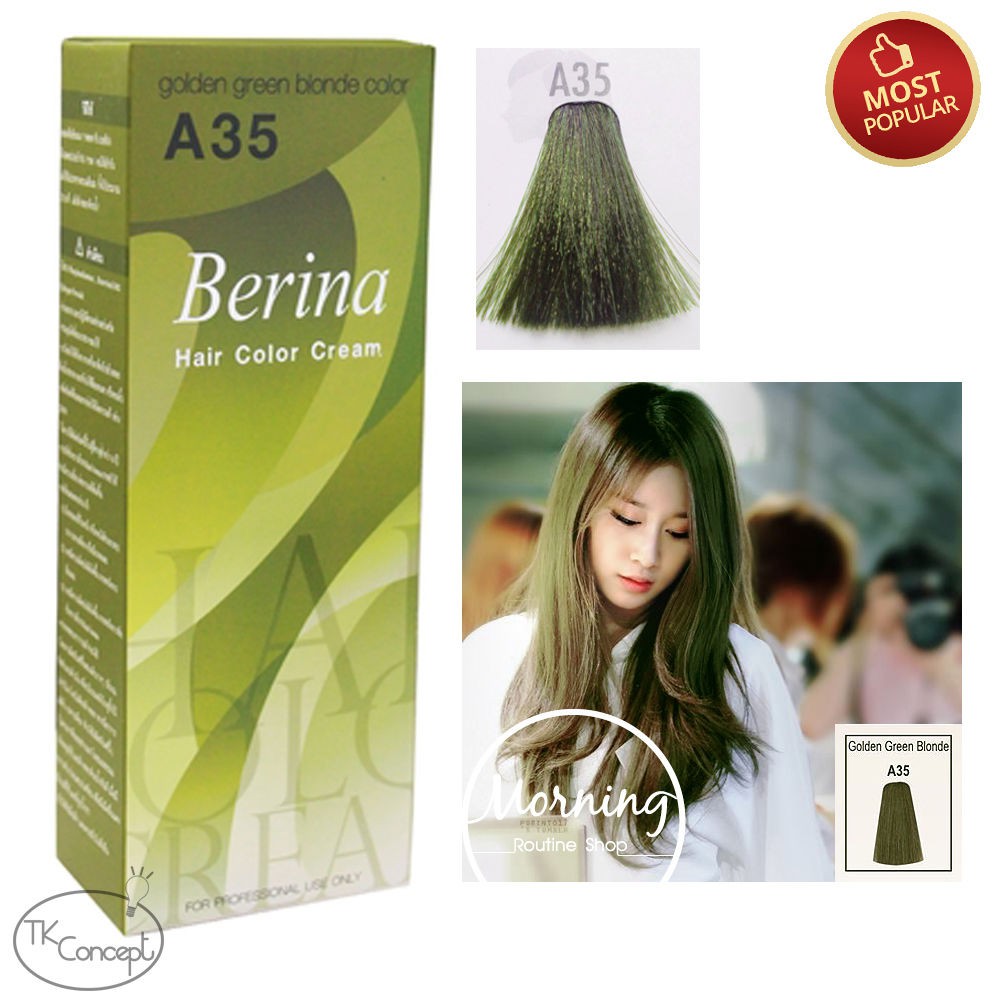 Berina No A35 Golden Green Blonde Color Permanent Hair Dye Color