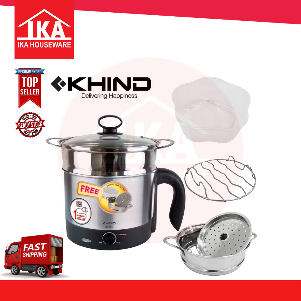 Khind Stainless Steel Multi Cooker 1.2L MC12S (Free Steam Tray, Rack