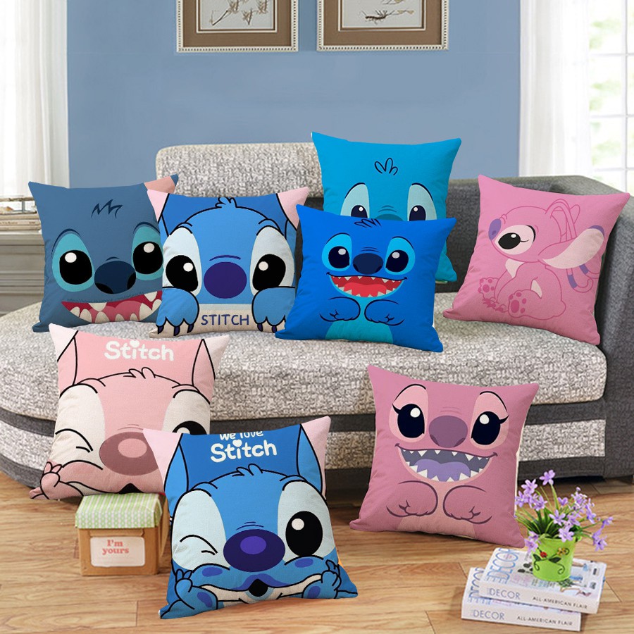 Cute Cartoon Lilo Stitch Pillow Case Square Pillowcase Cushion Sofa Or Bed Modern Quality Design Linen