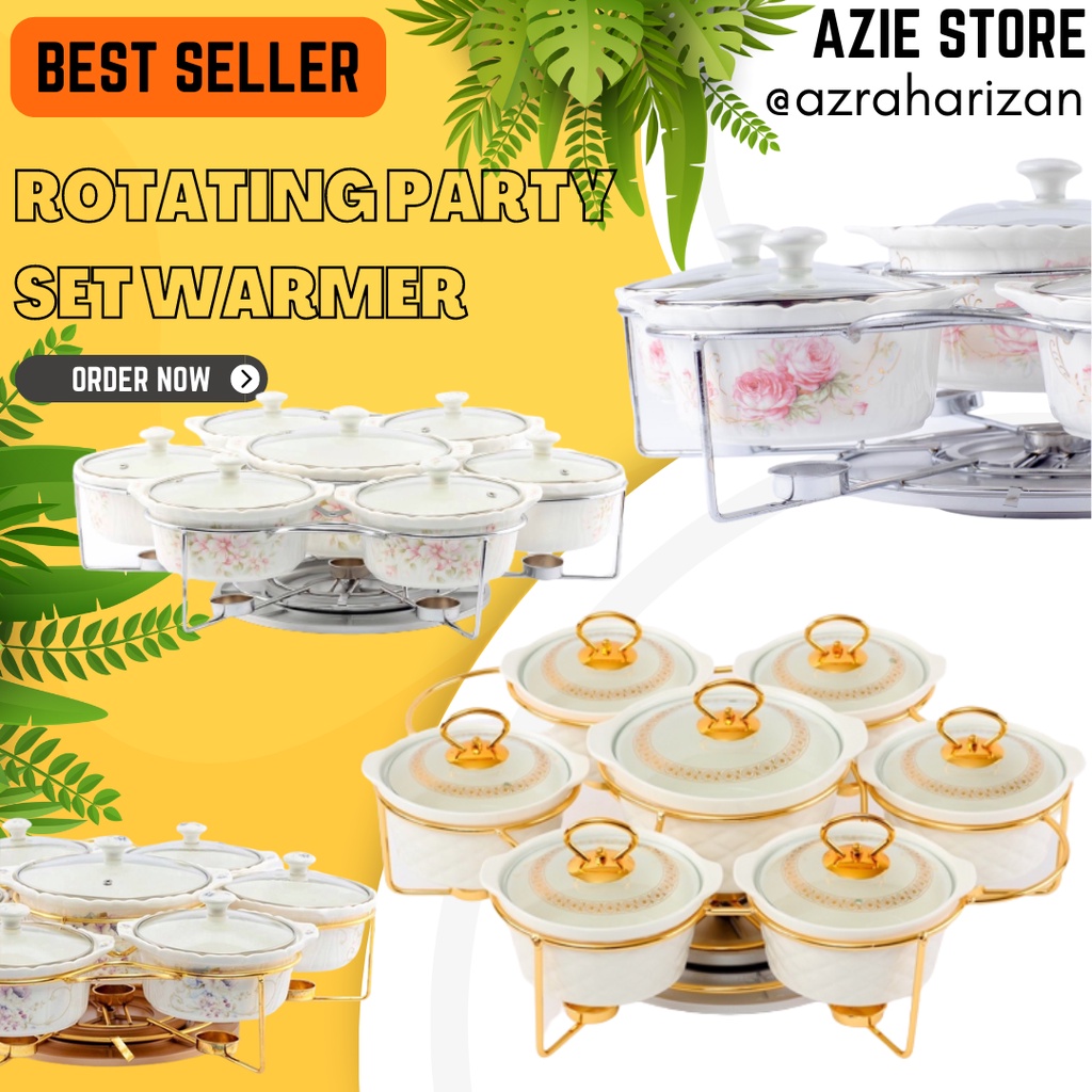 10/12/16PCS QUEENS PARTY SET ROTATING FOOD WARMER GOLD / BEKAS KUIH / BUFFET SET / BEKAS LAUK PUSING