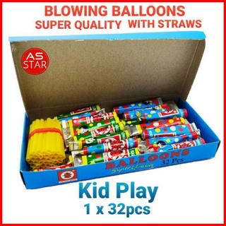 Balloons Straw 32+-pcs Funny Oldtime Belon Tiup Mainan Toys Gift 