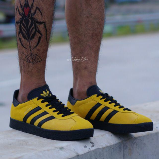 adidas gazelle black yellow