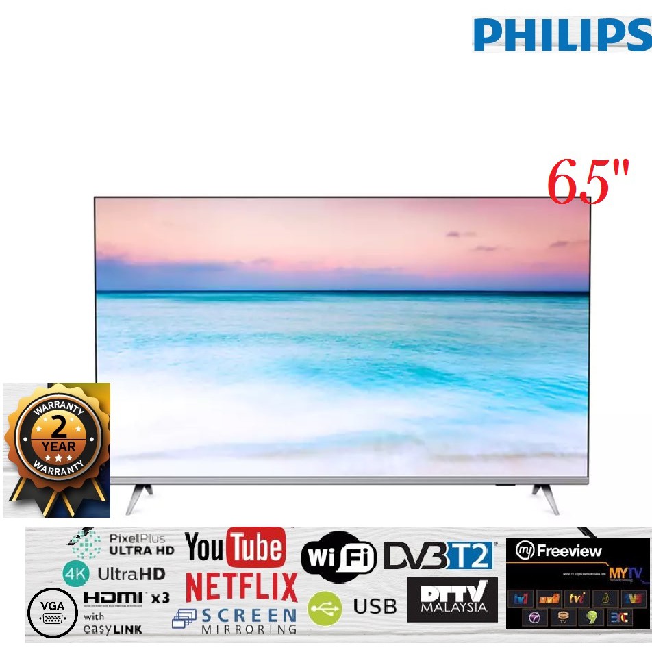 Philips 65 Inch 4k Uhd Smart Tv 65put6654 68 Netflix Youtube Appstore Philips 65 4k Ultra Slim Smart Led Tv Shopee Malaysia
