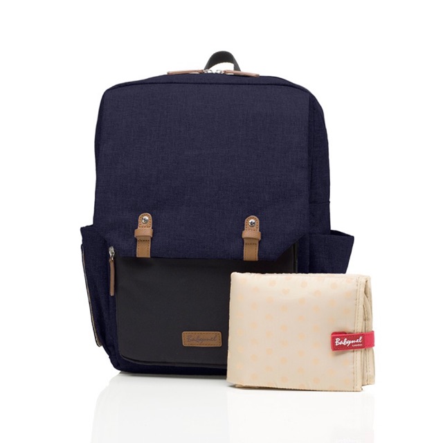 Babymel George Diaper Backpack Black Navy Melange Shopee Malaysia