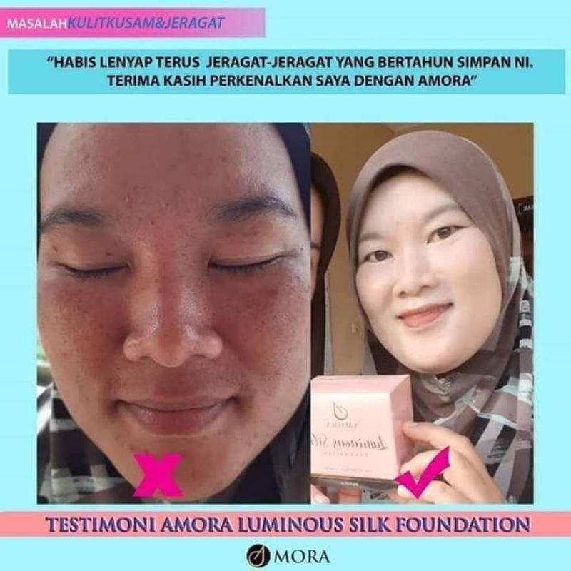 testimoni amora luminous silk foundation