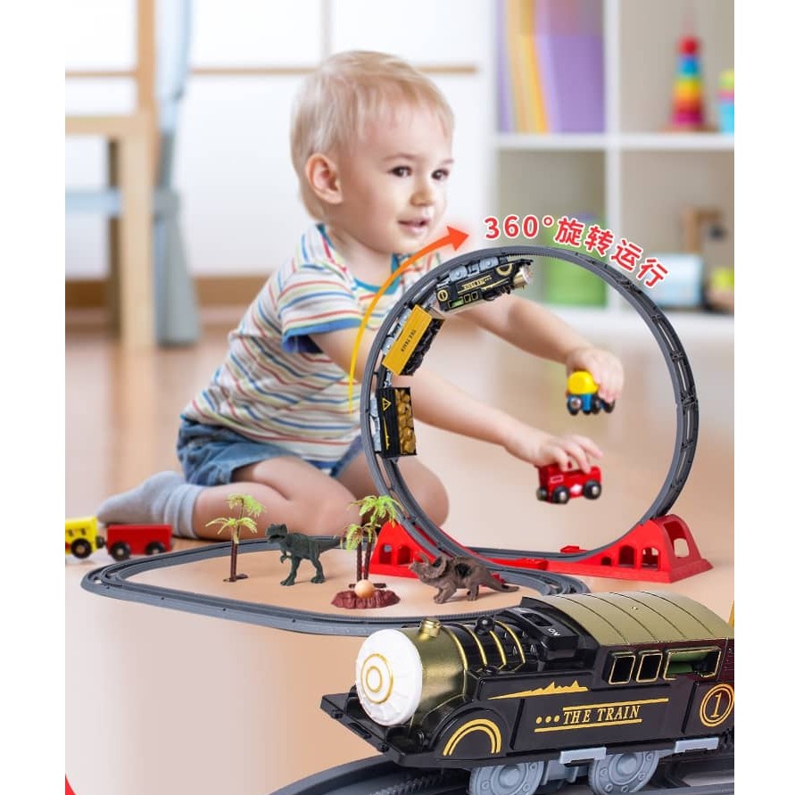 Dinasour Railway Track variable assembly dinosaur assembly electric children's track toy track
