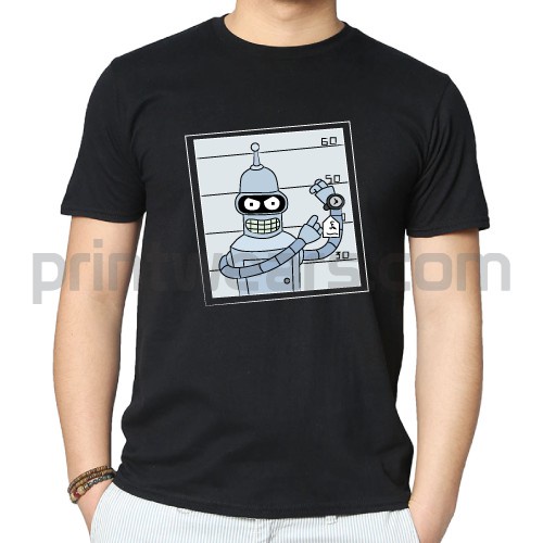 Unique Cotton Robot Arrested PW-124 Men's T-Shirts OU46ET565W38423