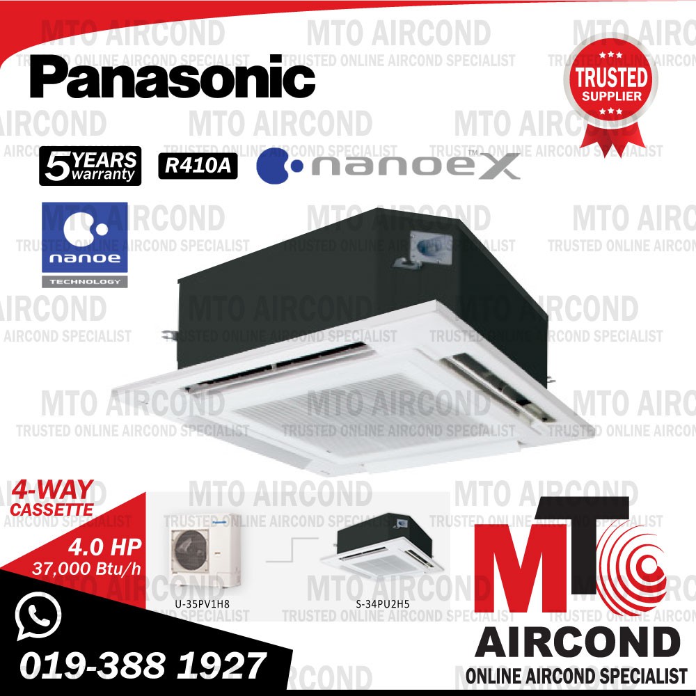 Mto Panasonic 4 Way Cassette 4 0hp R410a Non Inverter Nanoe X