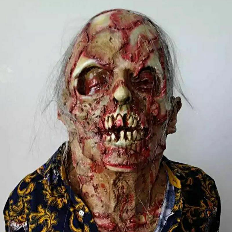 Halloween Zombie Mask Latex Bloody Scary Extremely Disgusting Full Face