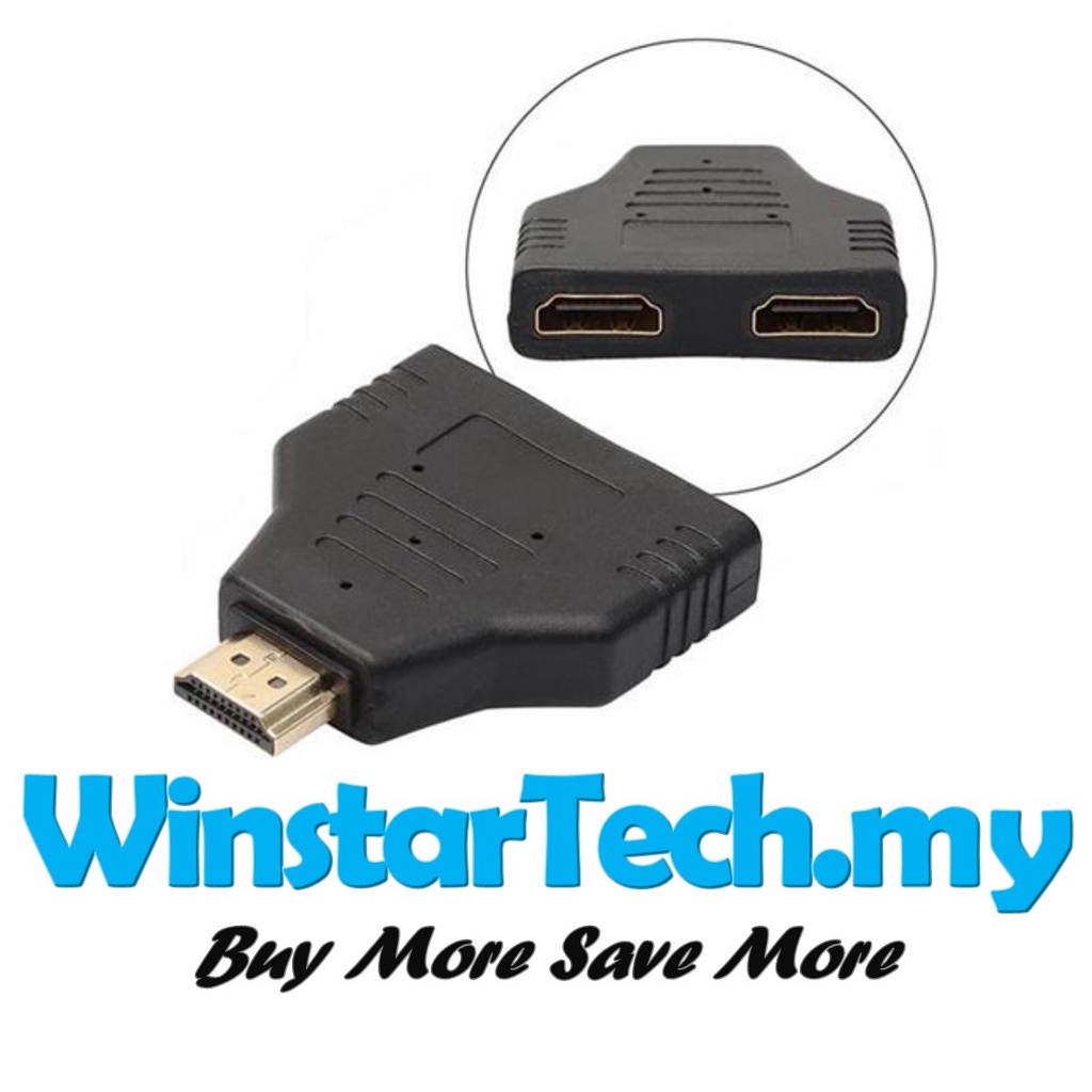 HDMI Port Male 1 to 2 Female 1 In 2 Out Splitter Cable Adapter 1080P ...