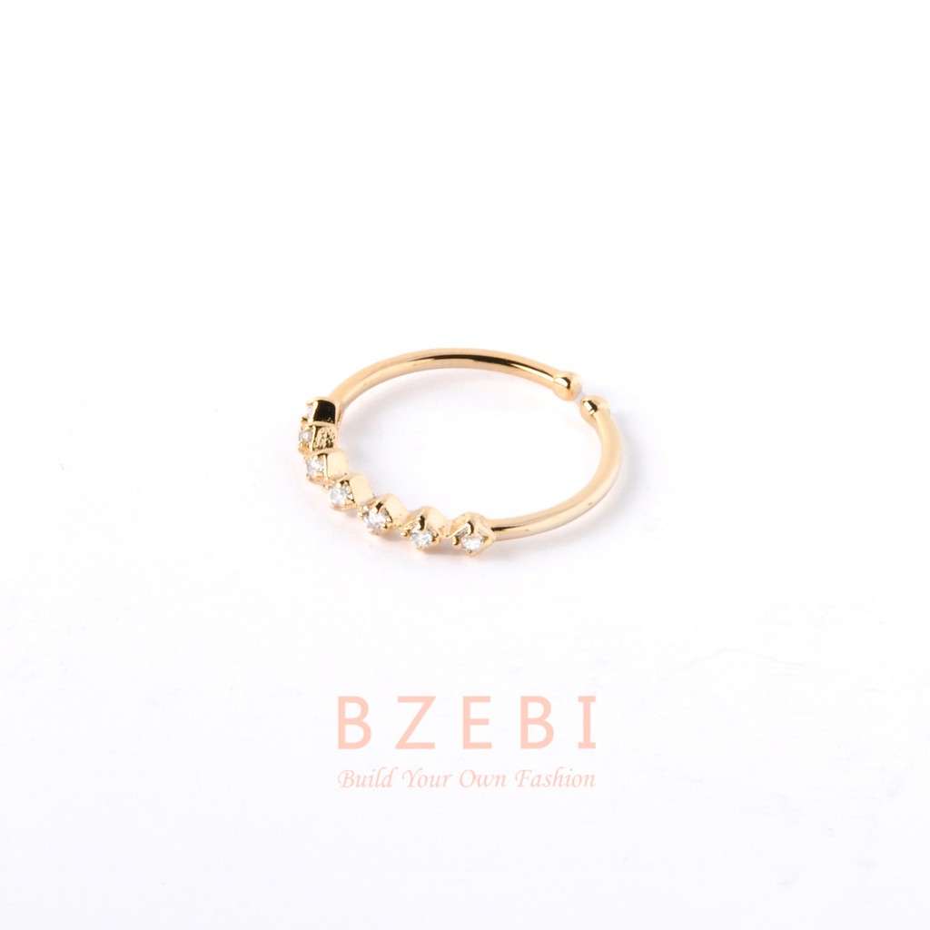 BZEBI Gold Eternity Diamond Ring Zircon Band Adjustable Minimalist Design 27r #5