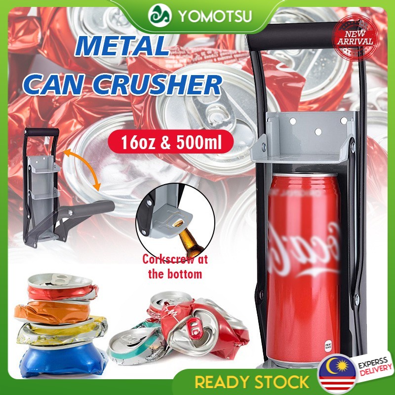 Can Crusher 10.6 x 8 x 32 cm Heavy Duty 16 oz Can Crusher Tool for Recycling Beer Soda with Bottle Opener Soft Grip Handle 