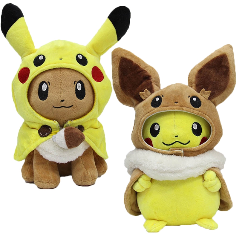 Pokemon Center Eevee Pikachu Poncho Plush Doll Figure Stuffed Animal Toy Gift - plush toy classic roblox noob plushie with removable
