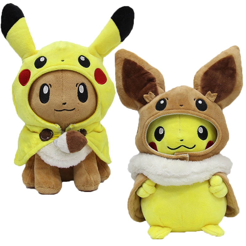 Pokemon Center Eevee Pikachu Poncho Plush Doll Figure Stuffed Animal Toy Gift - details about plush toy classic roblox noob plushie with removable roblox hat ships from us