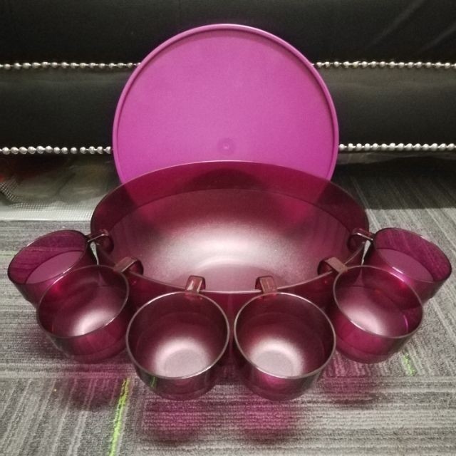 Original Tupperware Punch Bowl set Purple Shopee Malaysia