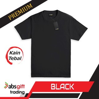 RIANS (PREMIUM) Plain Cotton Round Neck T-Shirt (Short Sleeve) 190gsm (Men / Woman) - BLACK [READY STOCK]