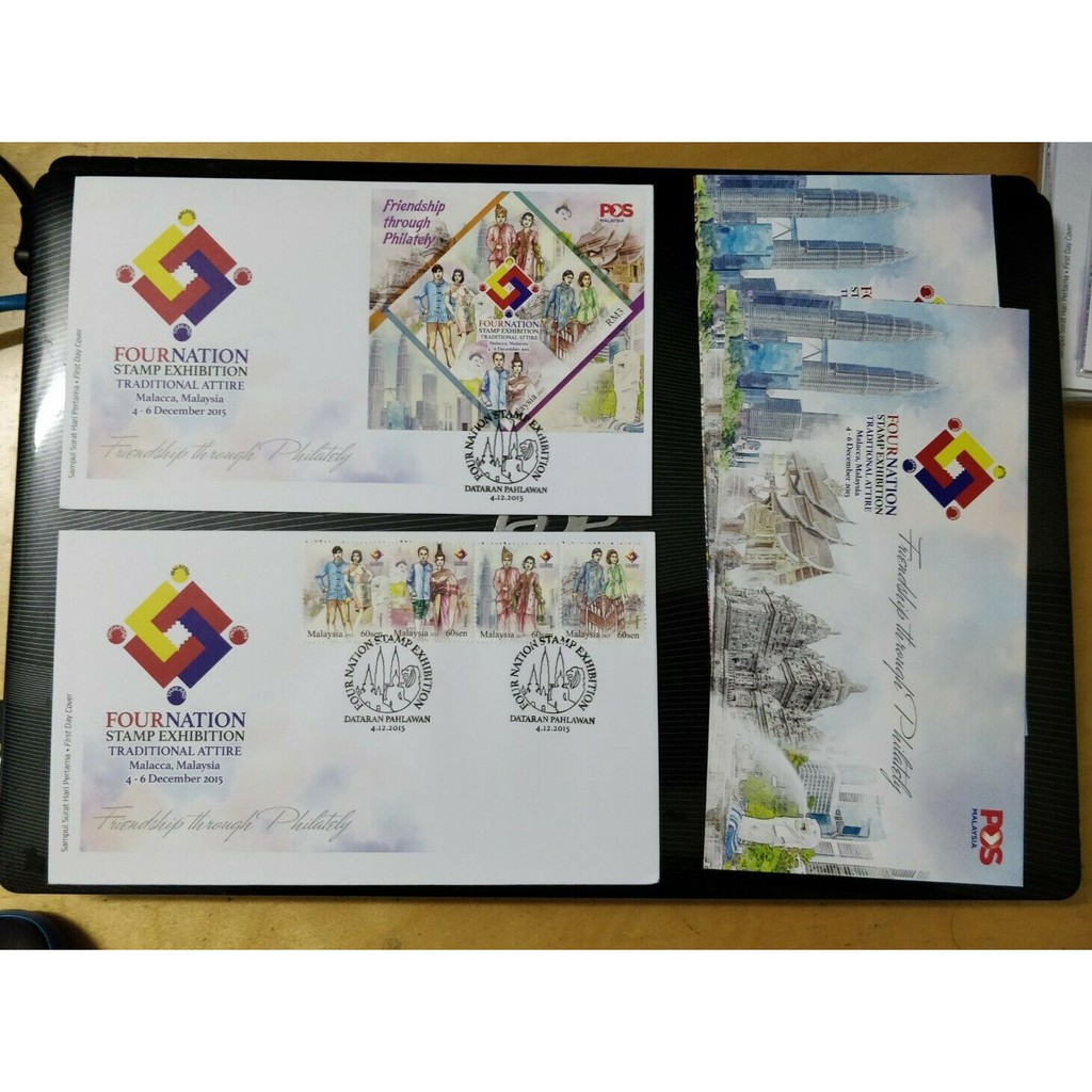2015 Fournations Four Nations stamp Traditional Attires Dataran Pahlawan FDC pair