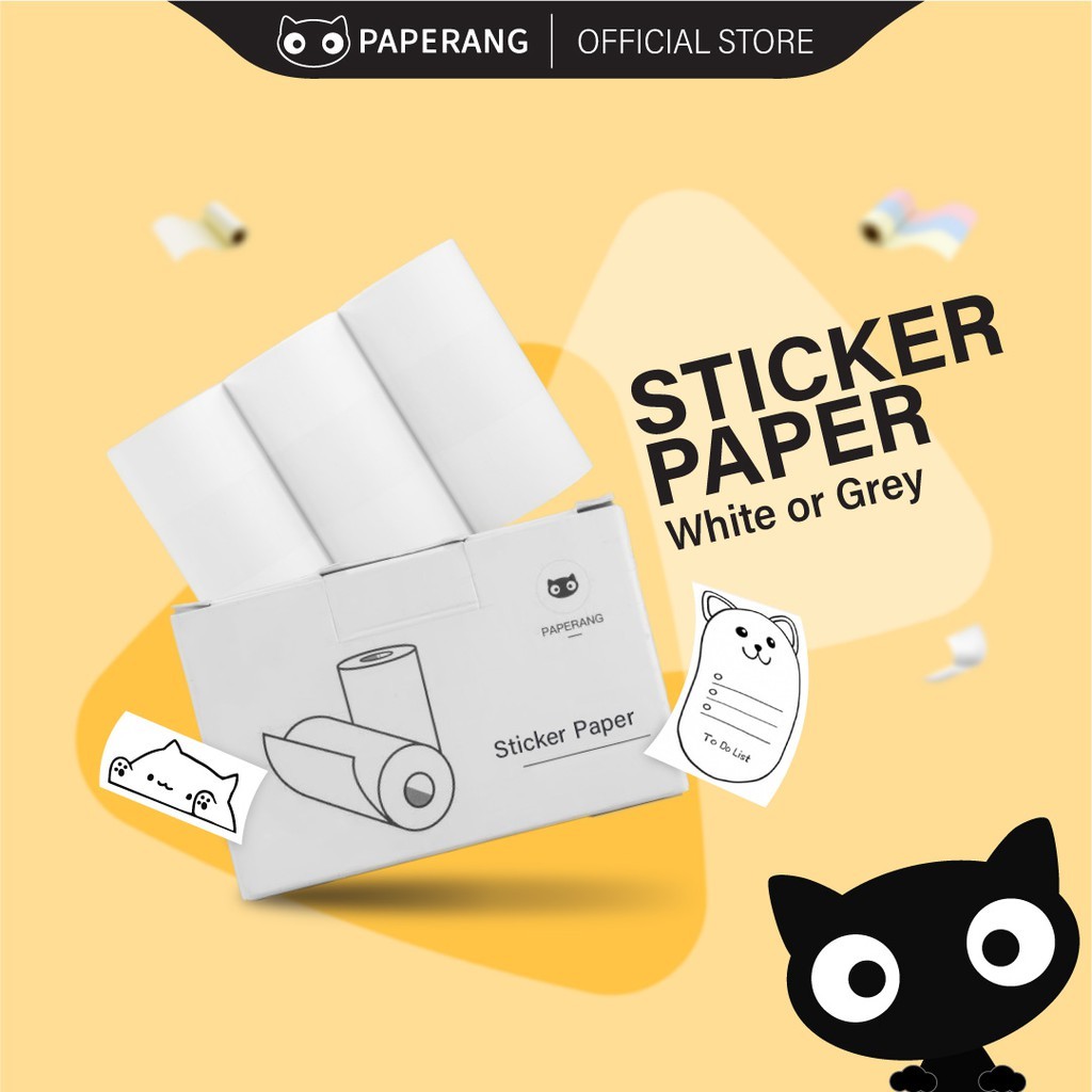 Paperang Sticker Thermal Paper 57mm x 30mm (3 Rolls in 1 Box) White Grey Self Adhesive Label Barcode Receipt Price Tag