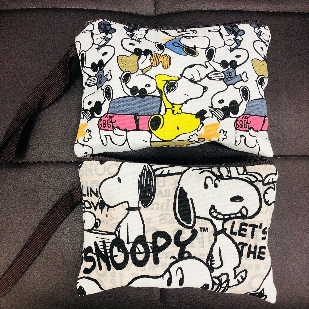 Snoopy Travel Cosmetic Bag Makeup Women Zipper Canvas Wristlets Pouch ...