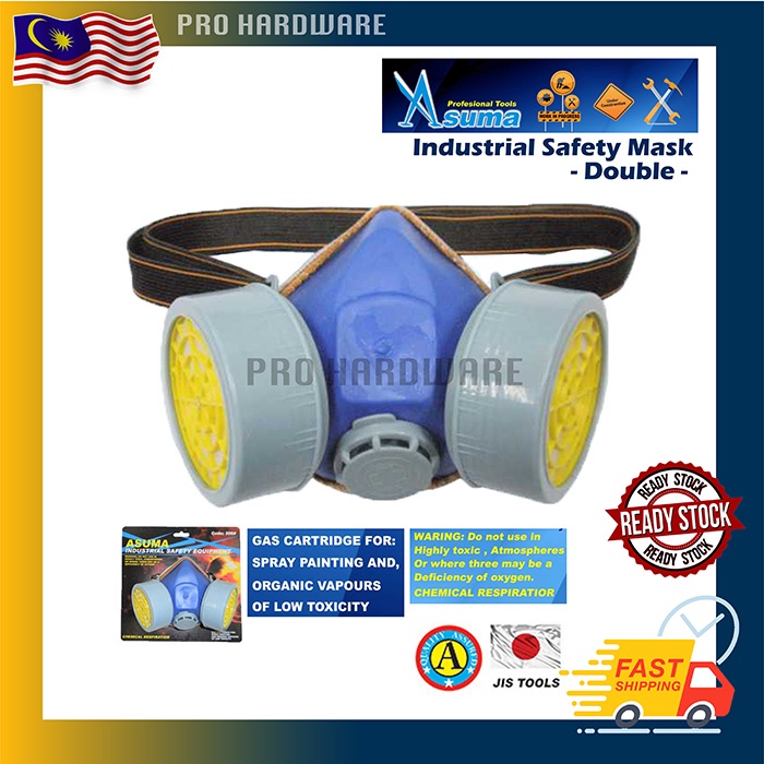 ASUMA Industrial Safety Mask Double Gas Cartridge Respirator Topeng