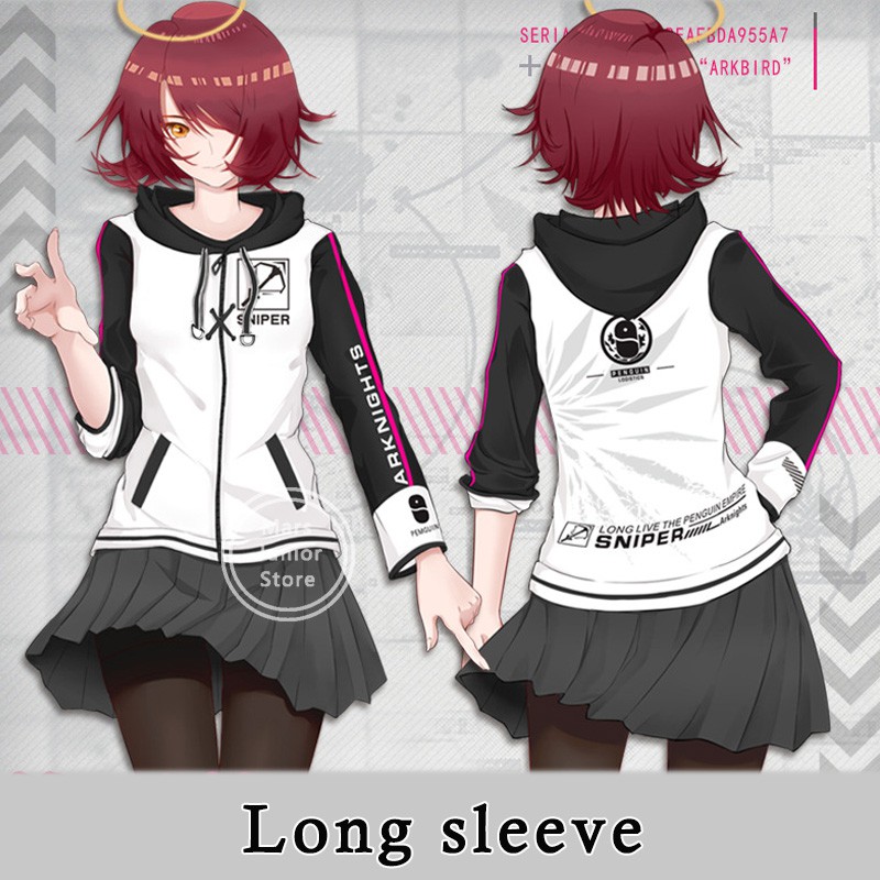 Anime Arknights Exusiai Long Sleeve Hoodie Thin Zipper Sweater Harajuku Coat 