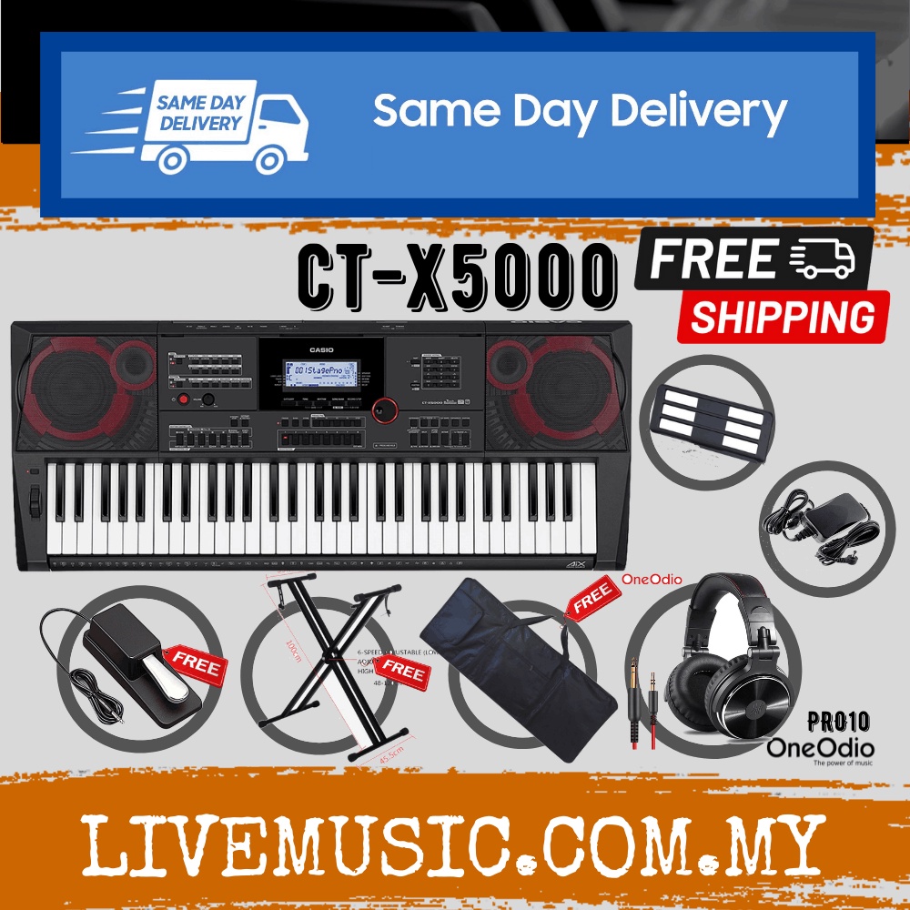 Casio CTX5000 61Keys Portable Keyboard with Stand, Bag & Oneodio Pro