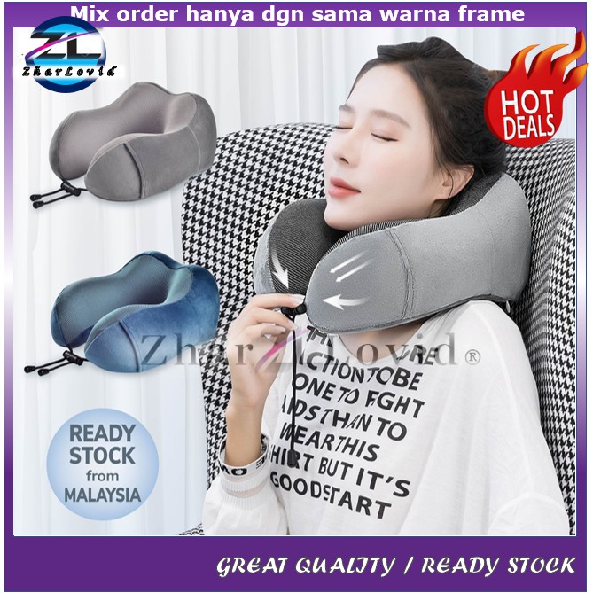 Memory Foam Travel Pillow Support Relief Pain Bantal Sandar Sakit Tengkuk Leher Kepala Urut Bahu Tulang Belakang Sandar Shopee Malaysia