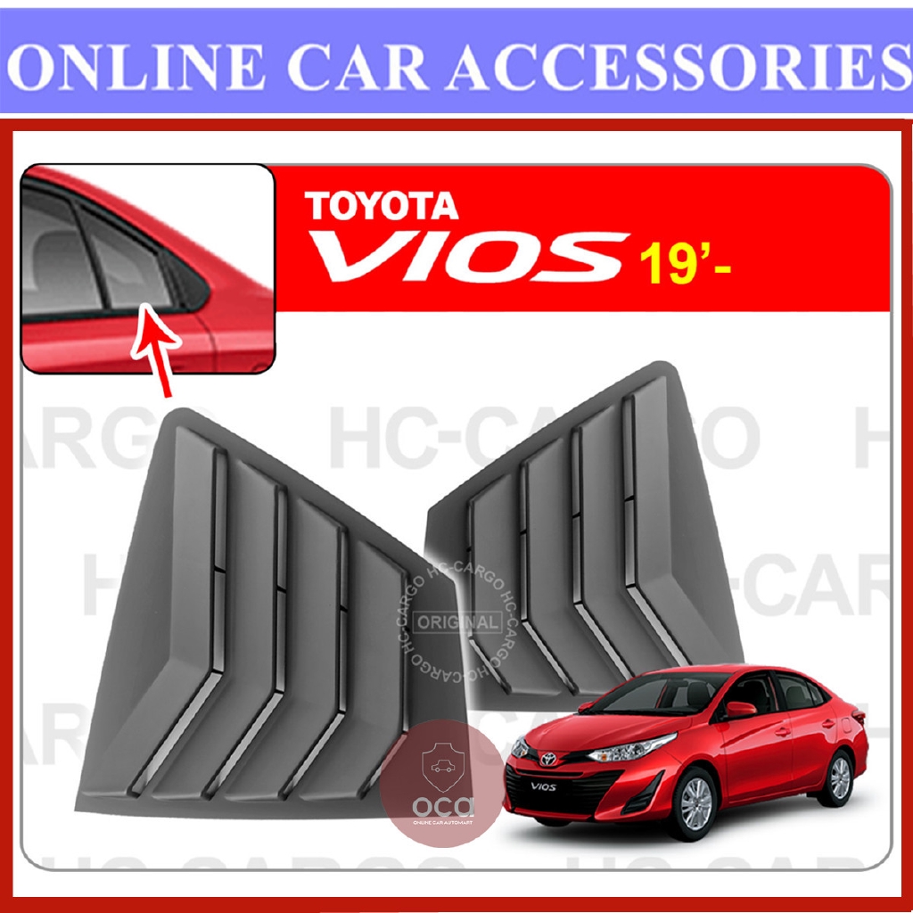 Toyota Vios 2019 Black Rear Side Shark Louver Window Cover Triangle Mirror Protector 
