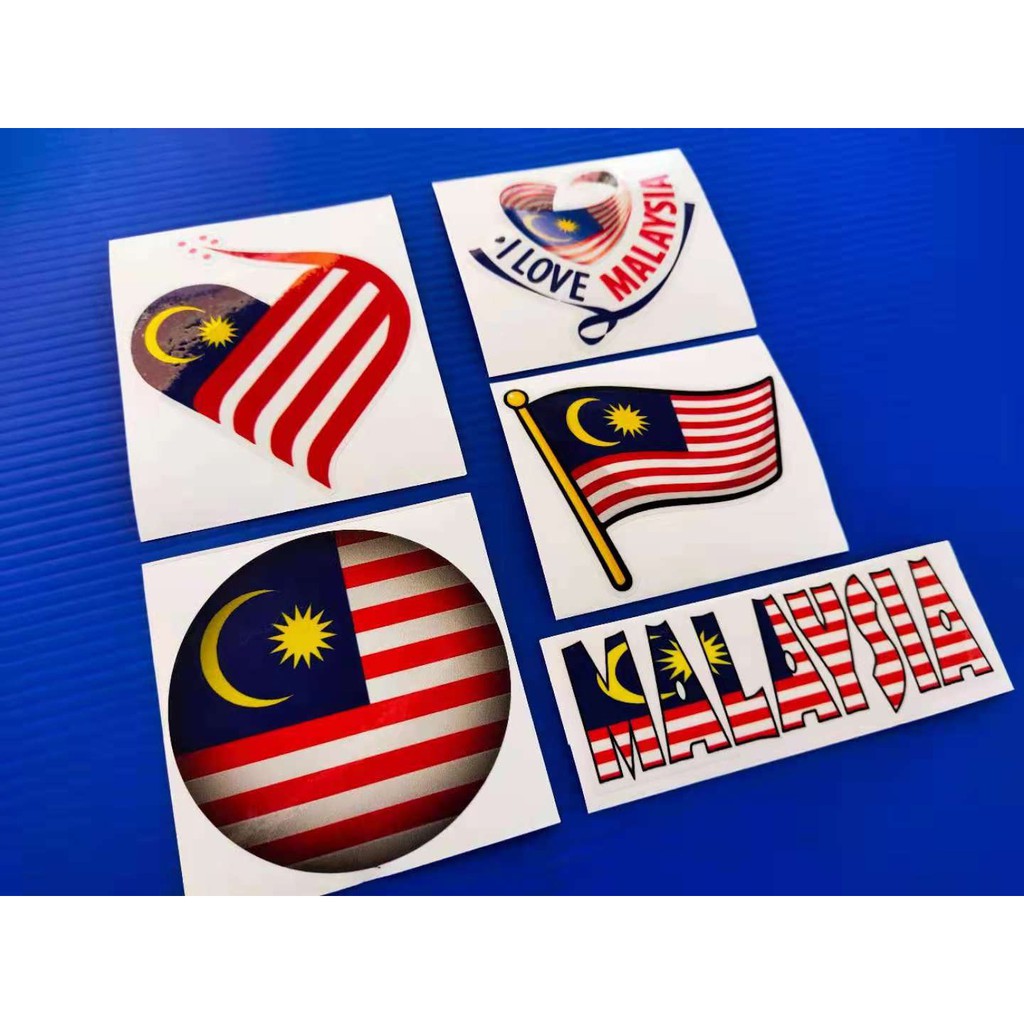 Sticker Bendera Malaysia Sticker I Love Malaysia Sticker Printed Double