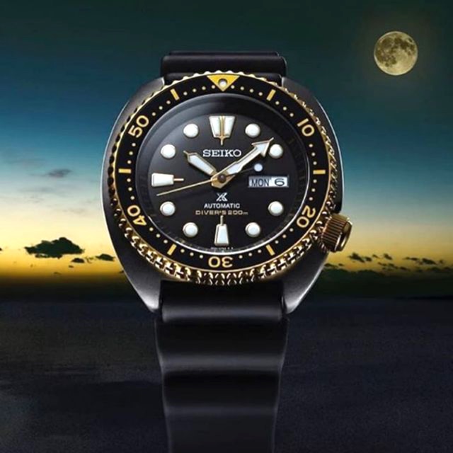 seiko diver gold and black