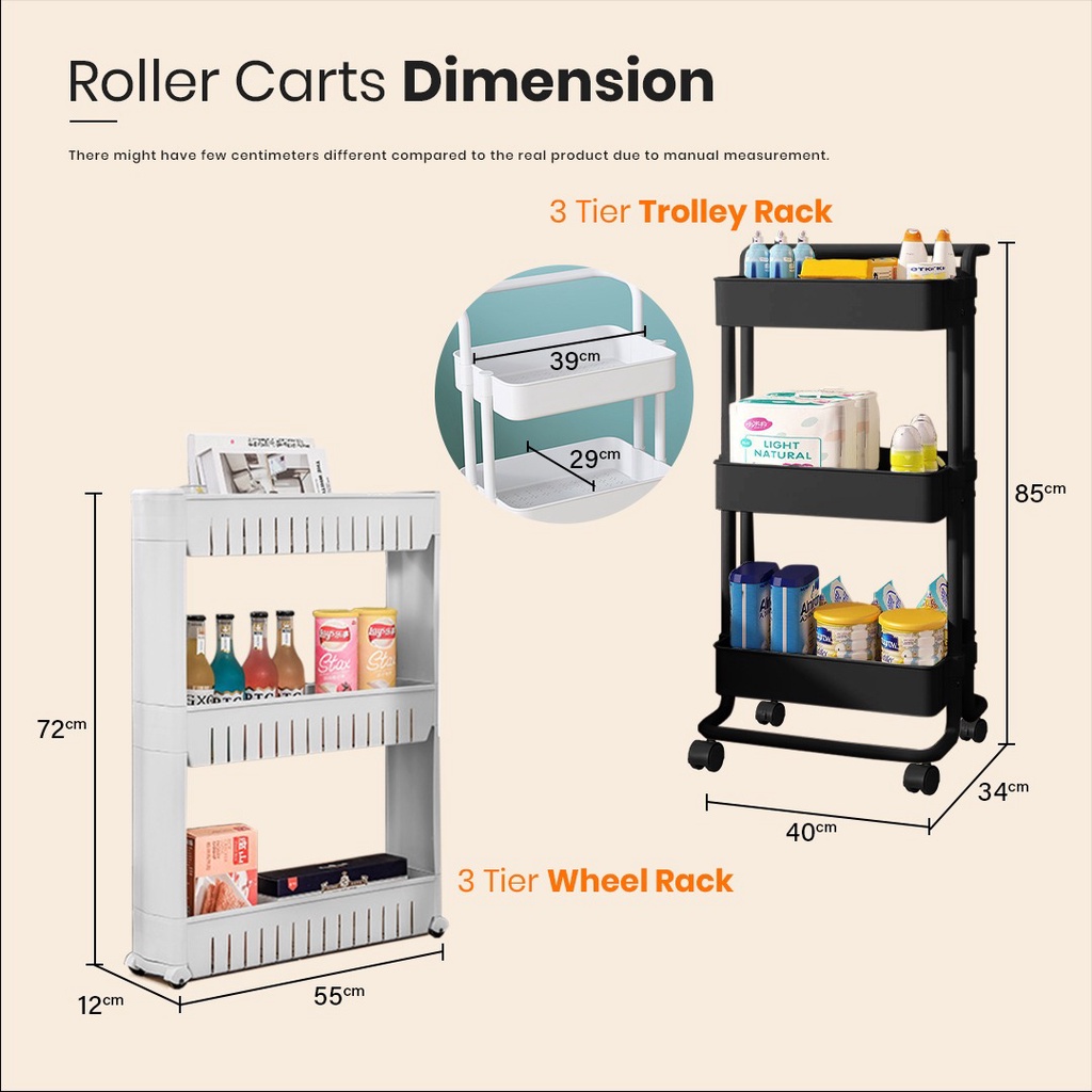 FREE SHIPPING!!! Echo 3 Tier Trolley Trolly Storage Rack Office Shelves Kitchen Rack Book Shelving Toys