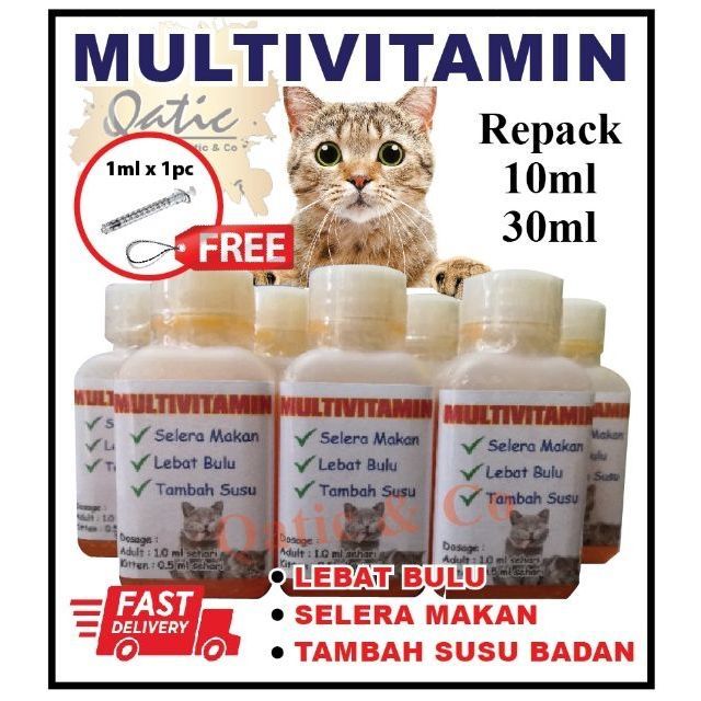 MULTI-VITAMIN untuk Selera Makan / Lebat Bulu / Tambah Susu Kucing 