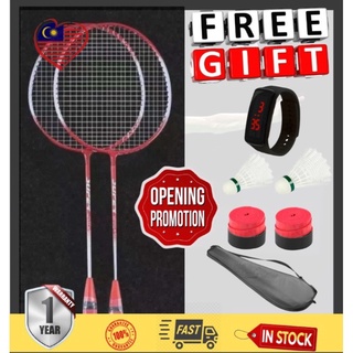 🧨HOT DEALS EX-STOCK🧨Badminton racket 2 sets with string. Free- 1x digital watch, 1x bag, 2x shutters ball and 2xgrips