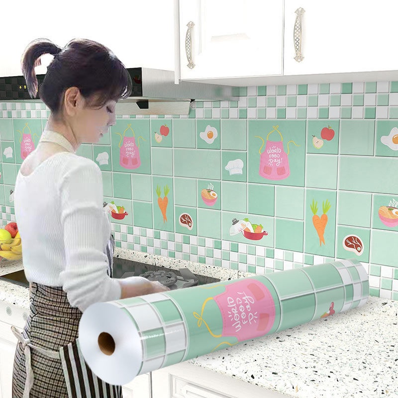 Self adhesive wallpaper dapur Waterproof kitchen stickers OilProof