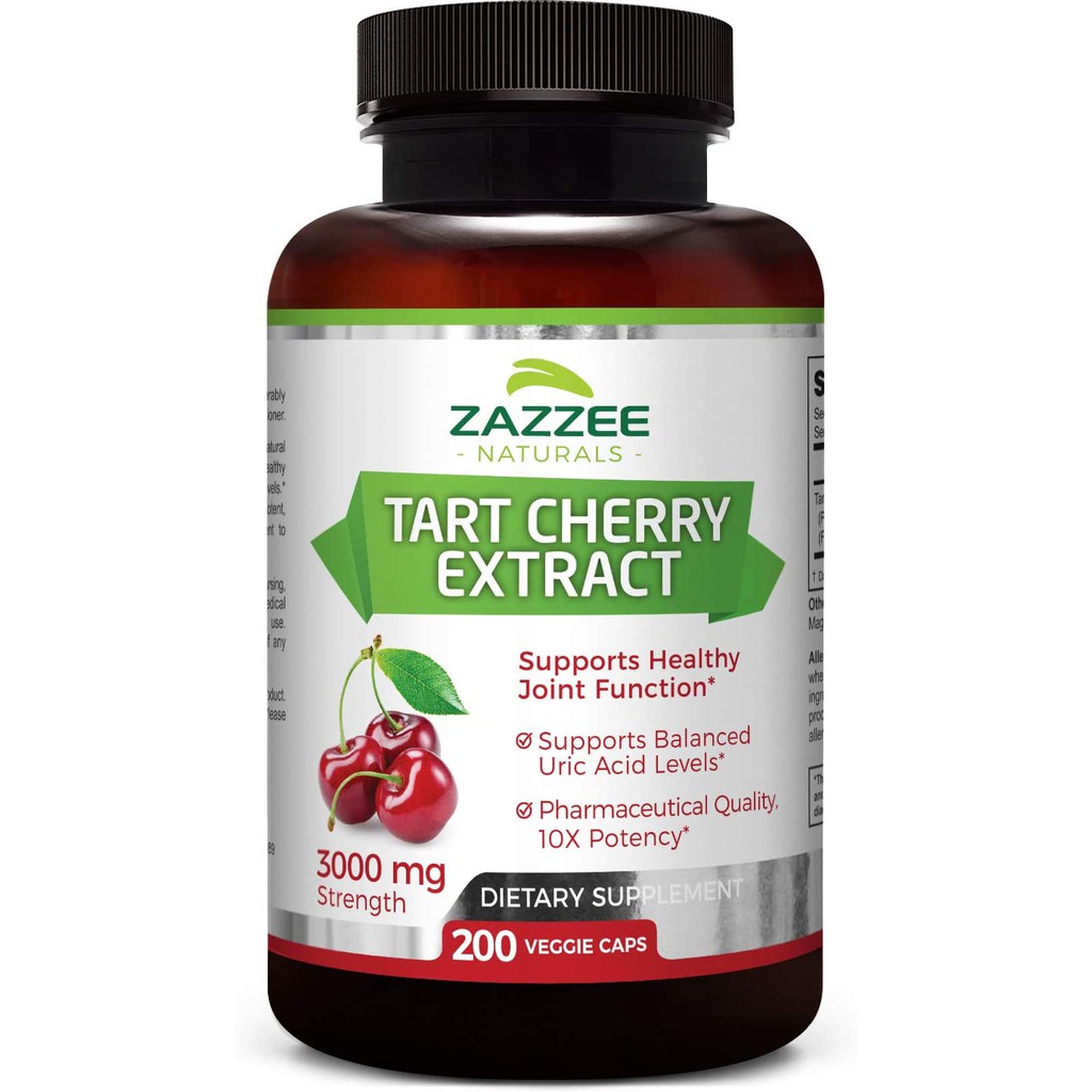 Zazzee Tart Cherry Extract Capsules 200 Count 3000 Mg Strength Potent 101 Extract Over 6 8723