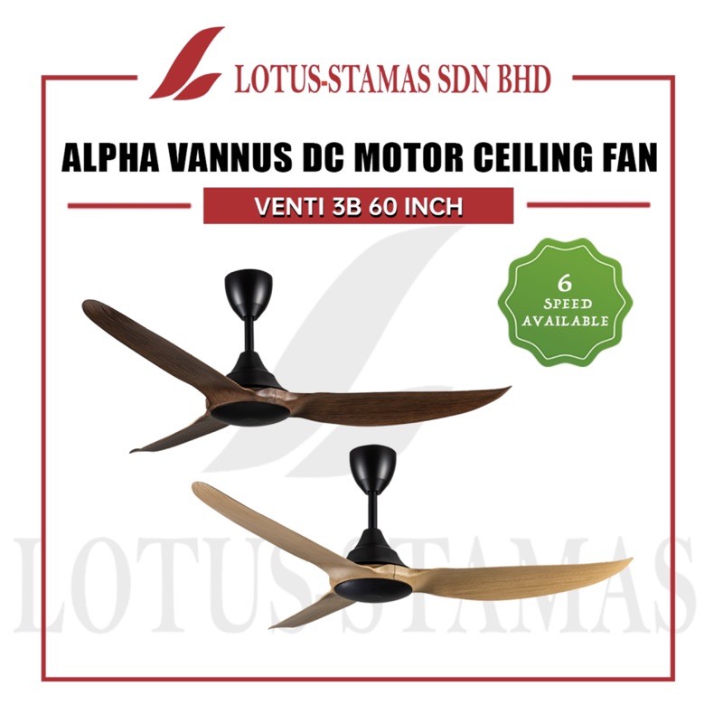 ALPHA Vannus - Venti 3B 60 Inch DC Motor Ceiling Fan with 3 Blades (6